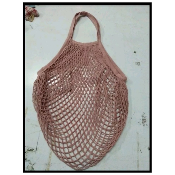 French Cotton Market Net Tote Bag/Dusty Rose/Short - Picture 3 of 8